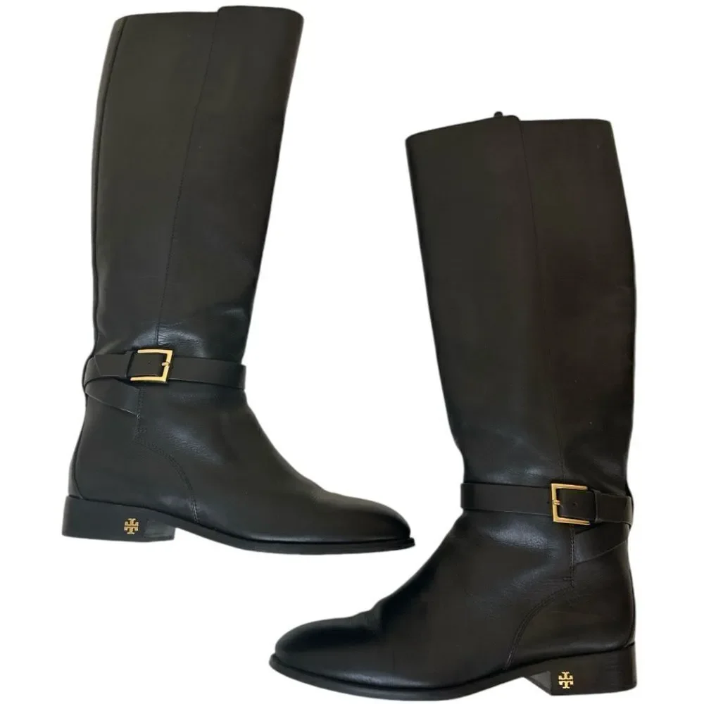 TORY BURCH Thora Black Patent Leather Boots